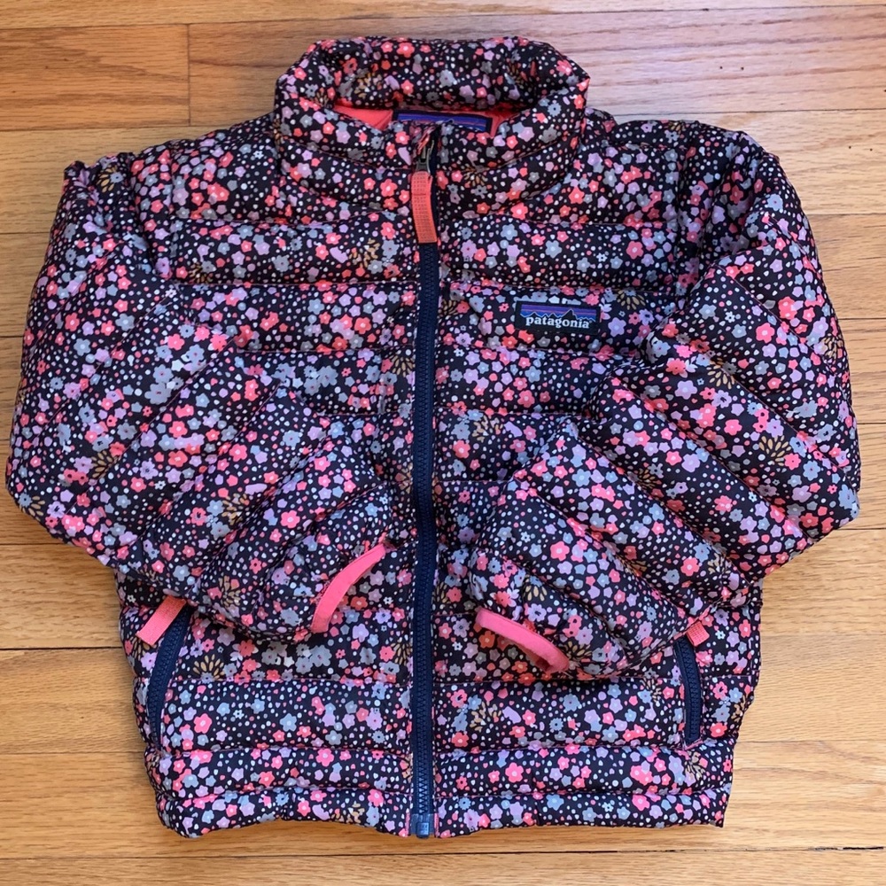 Patagonia Down Sweater Flurry Floral Navy Blue 3T